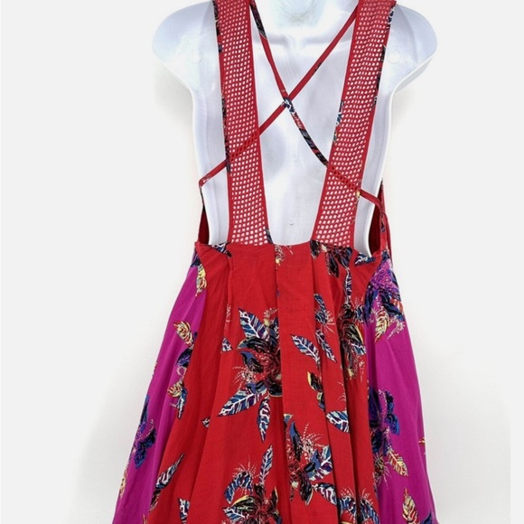 FREE PEOPLE Thought I was dreaming criss cross mini floral dress large - Picture 8 of 13